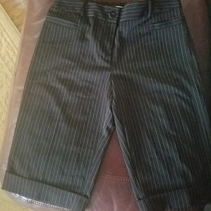 New black w/white pinstripe tuxedo long shorts